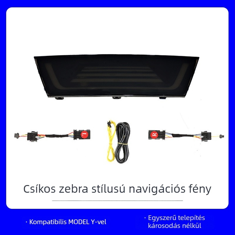 LED hátsó lámpa Tesla Model Y-hoz, zebra csíkos dizájn, féklámpa, központi konzol integráció, testreszabható