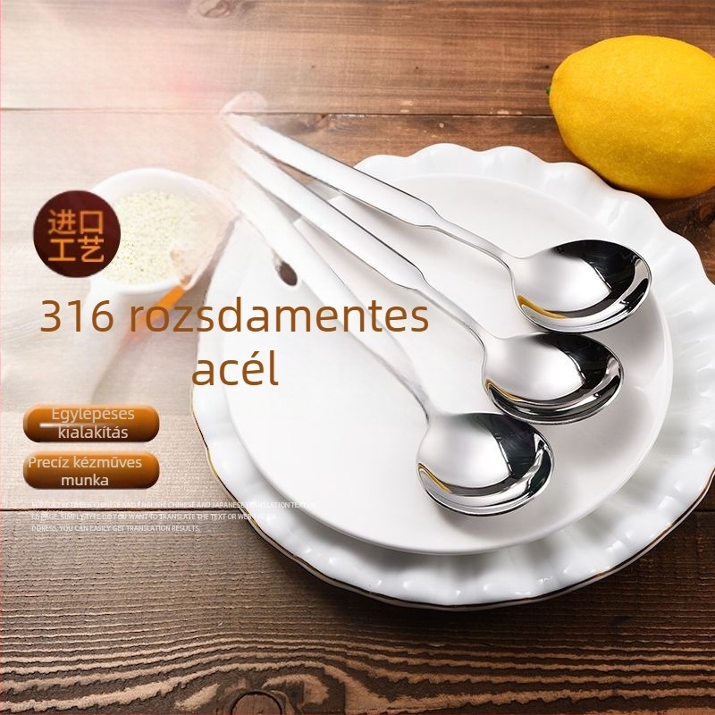 316-os rozsdamentes acélból készült kanál, modern minimalista kialakítás, testreszabható, tükörfényes felület