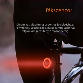 Kétfunkciós kerékpár hátsó lámpa: lopás elleni riasztás és fényjelzés fékezéskor, USB-C töltés, 700 mAh, gyorscsatlakozás, erős fény