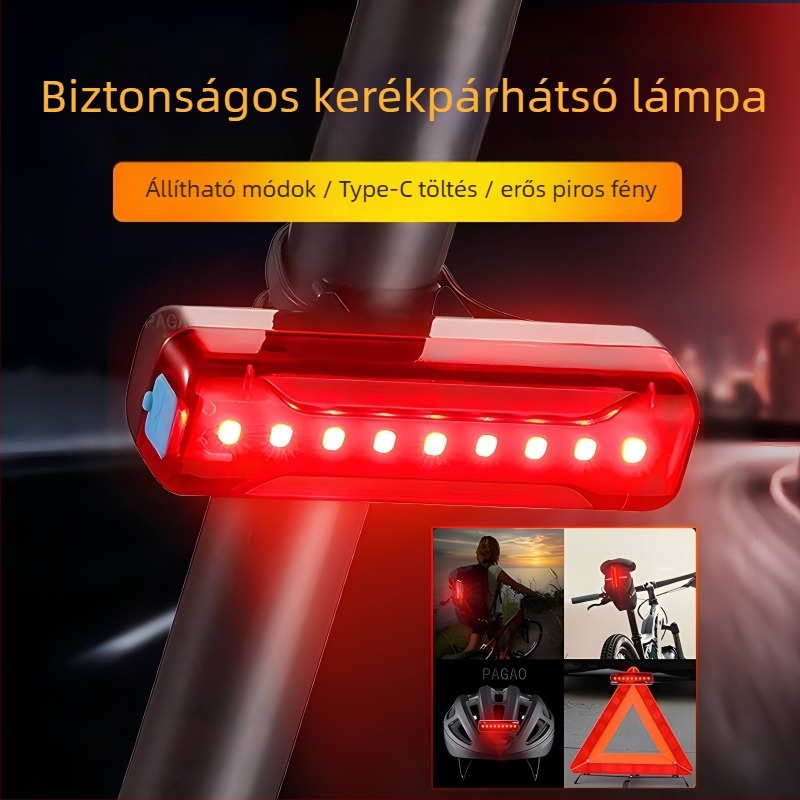 Tuliao USB LED hátsó lámpa kerékpárhoz – MTB és országúti kerékpárokhoz, fék- és figyelmeztető fénnyel