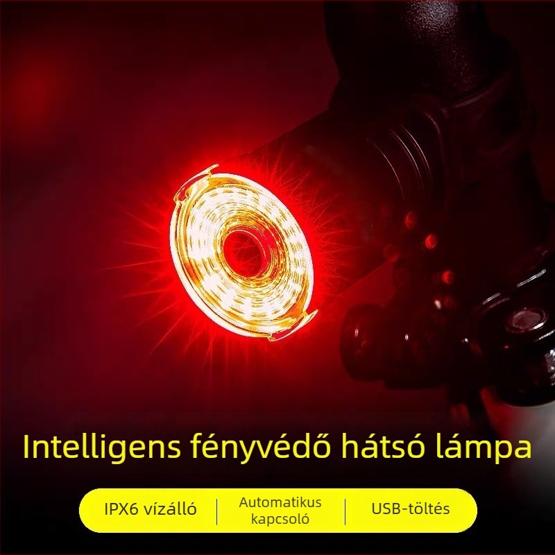 Impression Kerékpár hátsó lámpa intelligens szenzoros féklámpával, újratölthető, alumínium ötvözetből
