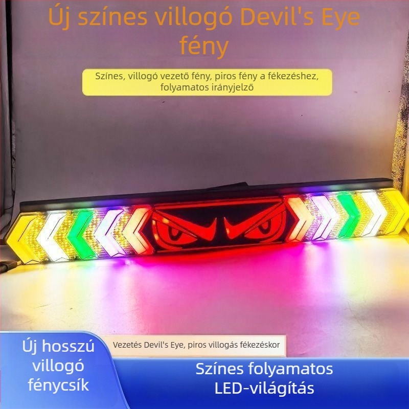 LED izzó a hátsó lámpához – Devil's Eye, többszínű villogású, többfunkciós visszafelé és fékezésre (Típus: fényforrás; Kompatibilis modellek: 1; Alkalmazható)