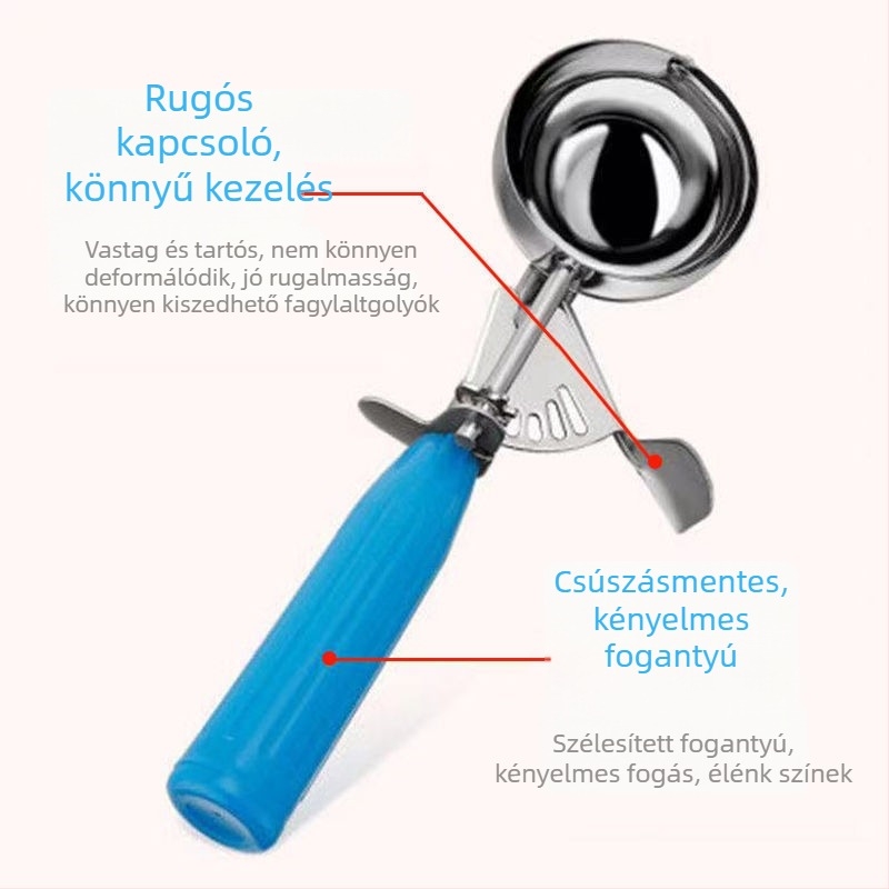 Fagylaltkanál és golyóformázó, rozsdamentes acél, méretek 4 cm/5 cm/6 cm