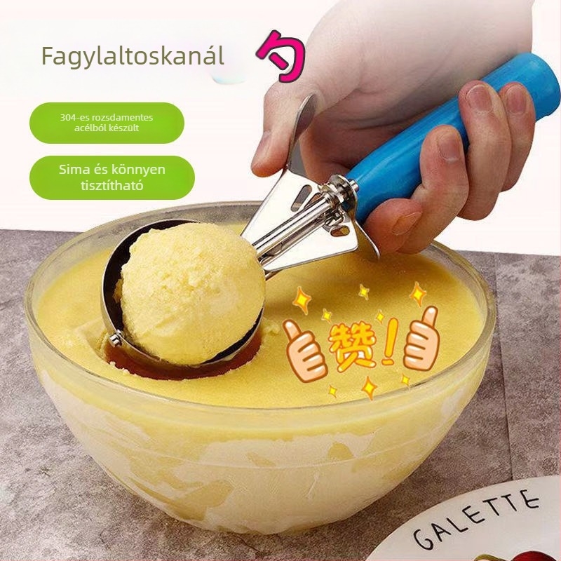 Fagylaltkanál és golyóformázó, rozsdamentes acél, méretek 4 cm/5 cm/6 cm