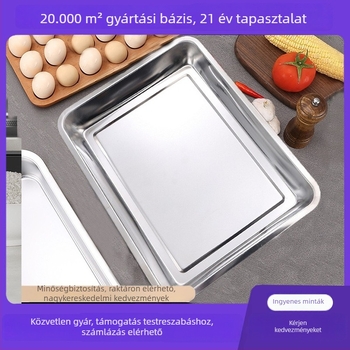 Rozsdamentes acél téglalap alakú sekély tál, fényes felület, logónyomtatás és testreszabás elérhető