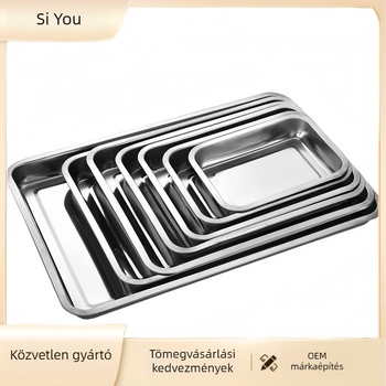 Élelmiszer-minőségű 304 rozsdamentes acél téglalap alakú tálca, háztartási és kereskedelmi használatra, grillezett halhoz