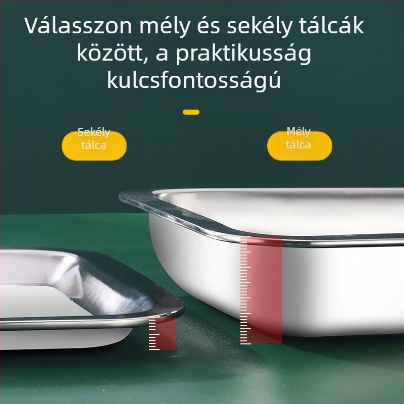 Élelmiszer-minőségű 304 rozsdamentes acél téglalap alakú tálca, háztartási és kereskedelmi használatra, grillezett halhoz