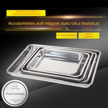 Mágnesesség nélküli vastag rozsdamentes acél négyszögletes tálca – mély és sekély változatban, téglalap alakú étkezési eszköz szállodák számára, grillsütéshez és teához