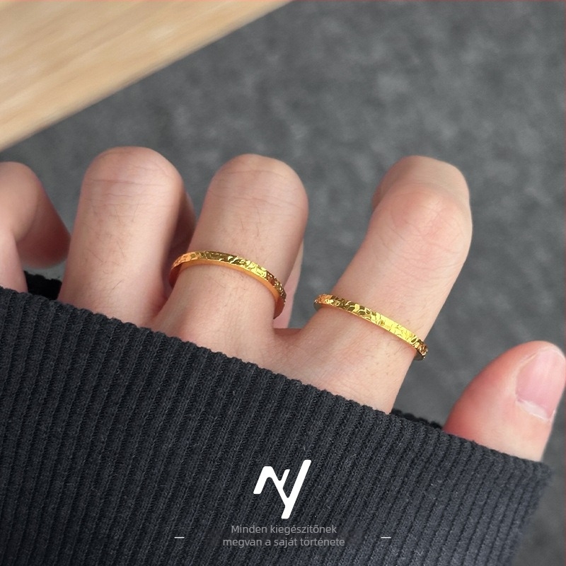 Szöveges gyűrű – sárgaréz, elektroplatírozott, Niyou jewelry, uniszex, egyszerű stílus