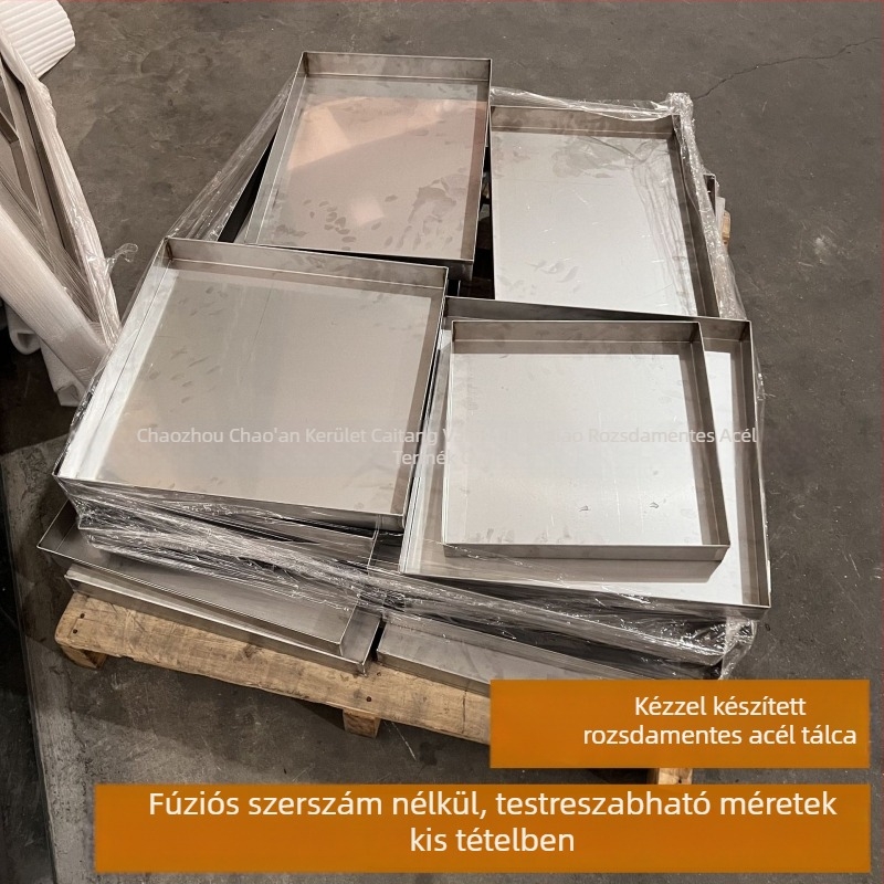 Rozsdamentes acél raklap tálca - testreszabható, vastított, négyszögletes alakú, elektroplattált felület