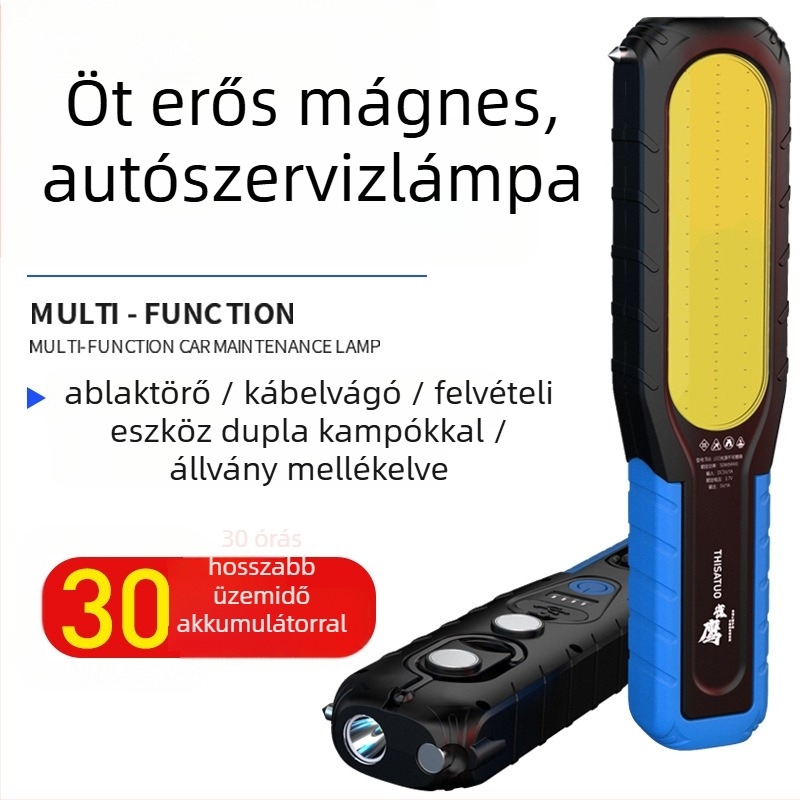 LED munka lámpa, 10W, újratölthető, ABS ház, hatótávolság ≥ 500 m