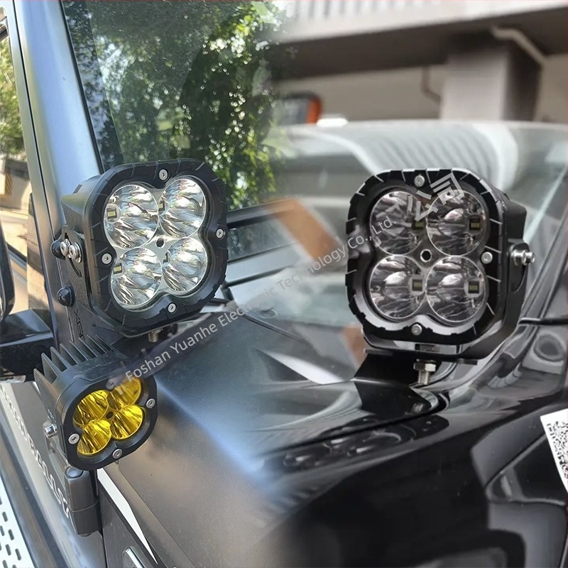 5 hüvelykes LED munkalámpa autókhoz, 80W, négyszögletes forma, négylevelű lóhere mintával, terepjáró spotlámpa