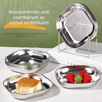 Rozsdamentes acél snack tál, kis négyzet alakú tál gyümölcsre, diófélékre és harapnivalókra, 14 cm átmérő, modern minimalist stílus