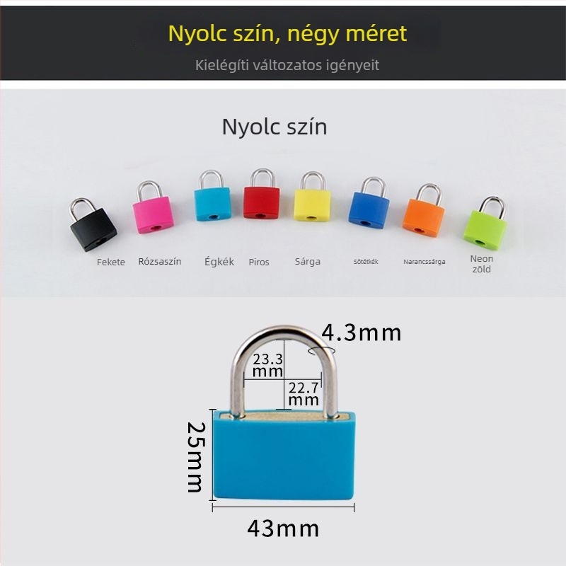 Színes lakat – univerzális mini zár poggyászhoz, hátizsákhoz, szekrényhez és fiókhoz