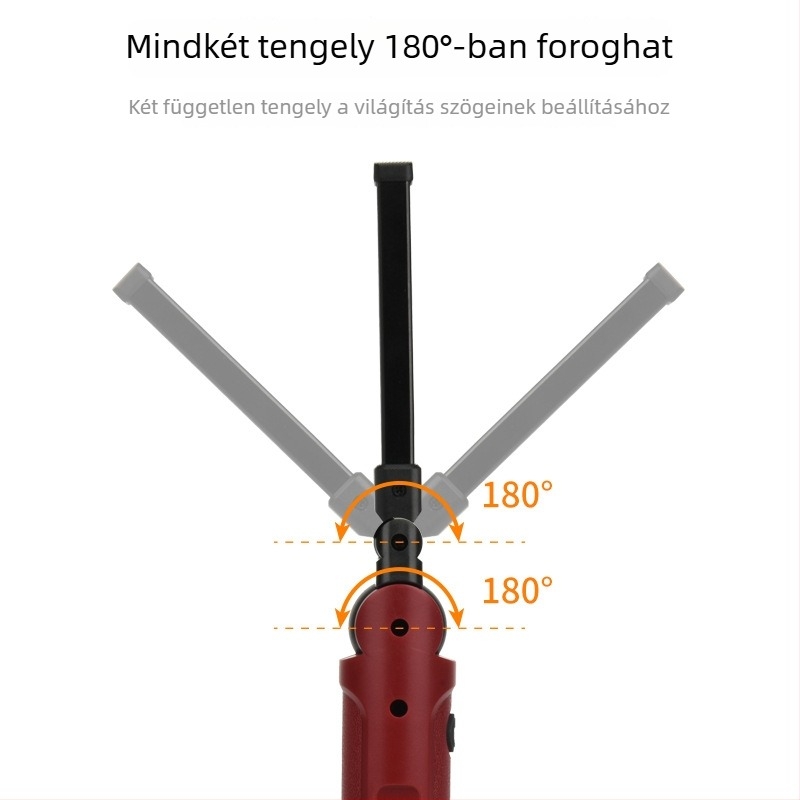 Mágneses, újratölthető LED zseblámpa állítható szöggel – kültéri kemping és többfunkciós munkalámpa, 360° forgás, 10W, 1200mAh