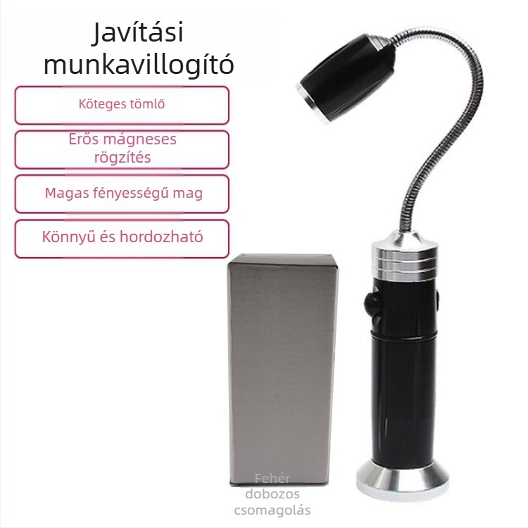 LED munka- és kempinglámpa 360°-os forgó fénnyel, újratölthető 10W, 1200mAh akkumulátor, alumínium test, kézi tekercseléses töltés, állítható fókusz, 200–500 m hatótávolság