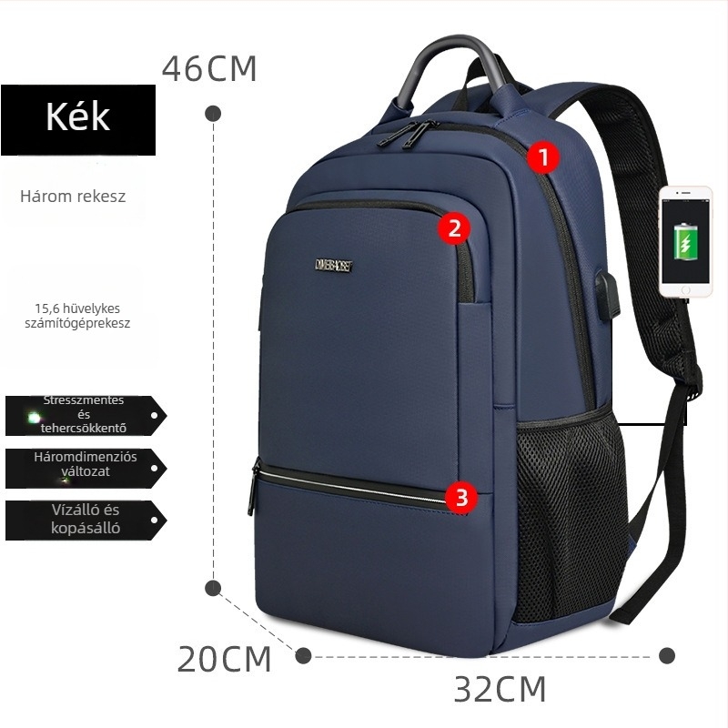 Férfi üzleti laptop hátizsák, nagy kapacitású, vízálló, 20-35L, városi minimalist stílus