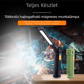 Kézi mágneses összecsukható LED munka lámpa (5W, 360° forgás, 800 mAh akkumulátor)