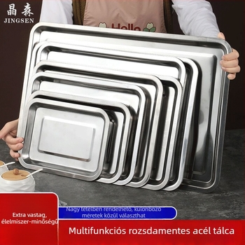 Jingsen rozsdamentes acél négyszögletes tálca, extra vastag, élelmiszer-minőség, elektroplatált felület, logó nyomtatás, testreszabható, ideális szállodák és étkezések számára