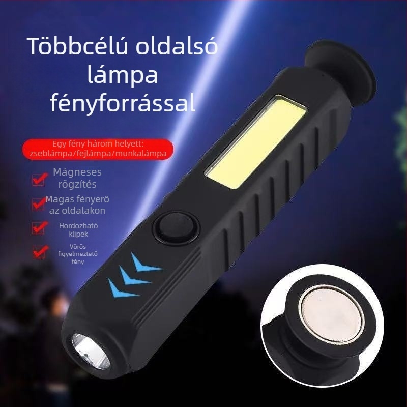Mini mágneses autójavító LED zseblámpa, 4W, 50–100 m hatótáv, ABS ház, üzemidő 2 óra