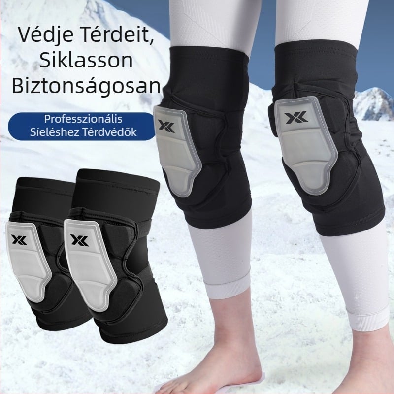Felnőtt térdvédő készlet snowboardhoz és korcsolyázáshoz, szilikon belső párnázással, teljes készlet, tartalmaz könyökvédőket