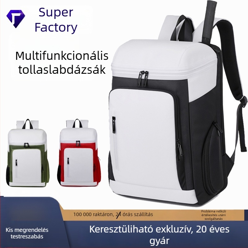 Tenisz és tollaslabda sporttáska, nagy kapacitású, külön cipőrekesz, Oxford anyag, párnázott vállpánt
