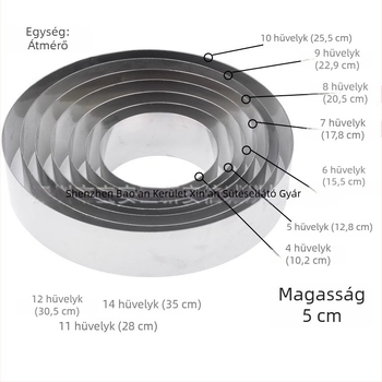 Rozsdamentes acél kör alakú mousse gyűrű, 1.0 mm vastagság, 5 cm magas