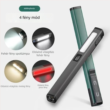 LED toll formájú munkalámpa USB töltéssel, mágneses alap és kijelző – 3W LED, 400mAh