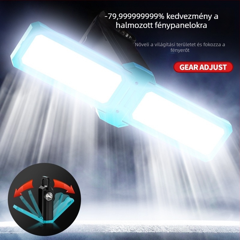 LED munka lámpa napelemes kültéri kempingezéshez, vészhelyzeti töltés és hordozható karbantartó lámpa — 3.7V, 8W, érintőkapcsoló