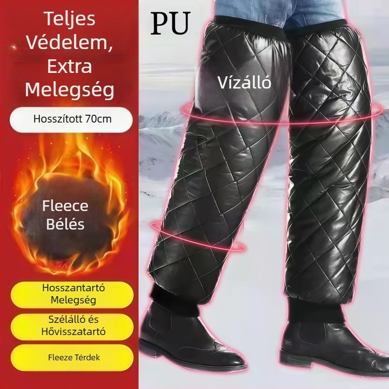 Téli térdvédők motorkerékpárhoz - bélelt fleece, vastag kivitel, védelem a vádlinak, univerzális illeszkedés, jég- és hó sportokra