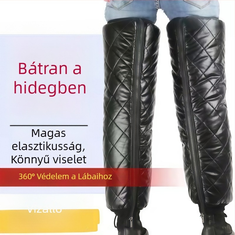 Téli térdvédők motorkerékpárhoz - bélelt fleece, vastag kivitel, védelem a vádlinak, univerzális illeszkedés, jég- és hó sportokra