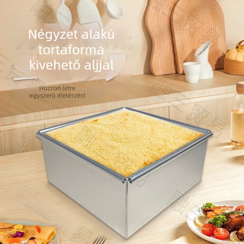 Alumínium ötvözetből készült négyszögletes chiffon tortaforma levehető alappal, méretek 4, 5, 6, 8 és 10 hüvelyk