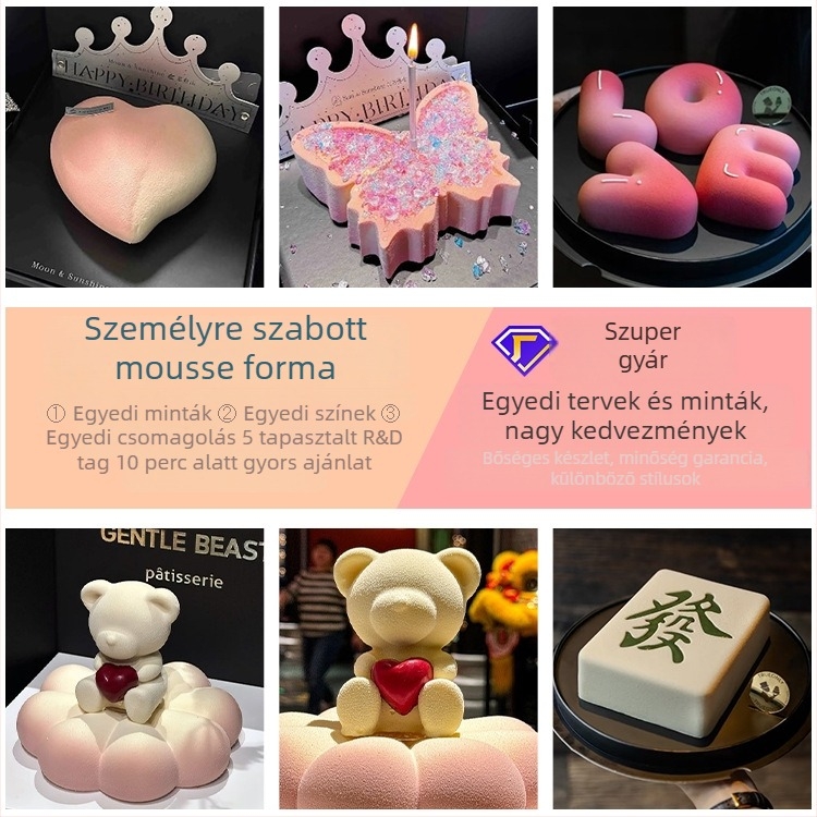 Szilikon forma mousse tortához, 3D szabálytalan forma, élelmiszer-minőségű szilikon, DIY személyre szabott sütés