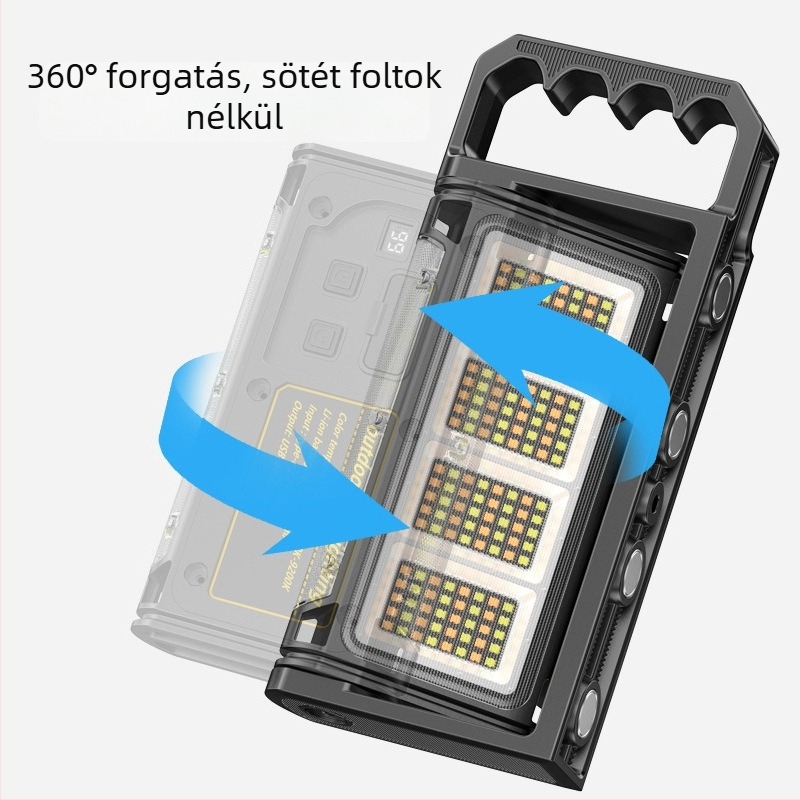 Ruiying Hordozható LED Reflektor, 30W, 10000mAh, vízálló, 360° forgás, újratölthető, autókarbantartáshoz
