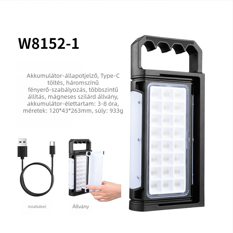 Ruiying Hordozható LED Reflektor, 30W, 10000mAh, vízálló, 360° forgás, újratölthető, autókarbantartáshoz