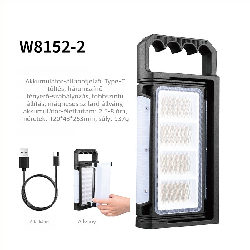 Ruiying Hordozható LED Reflektor, 30W, 10000mAh, vízálló, 360° forgás, újratölthető, autókarbantartáshoz