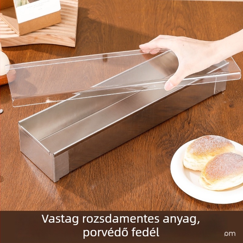 Rozsdamentes acélból készült téglalap alakú desszertformák tiramisúhoz, kenyérhez és sajtmousse-hoz — rögzített forma