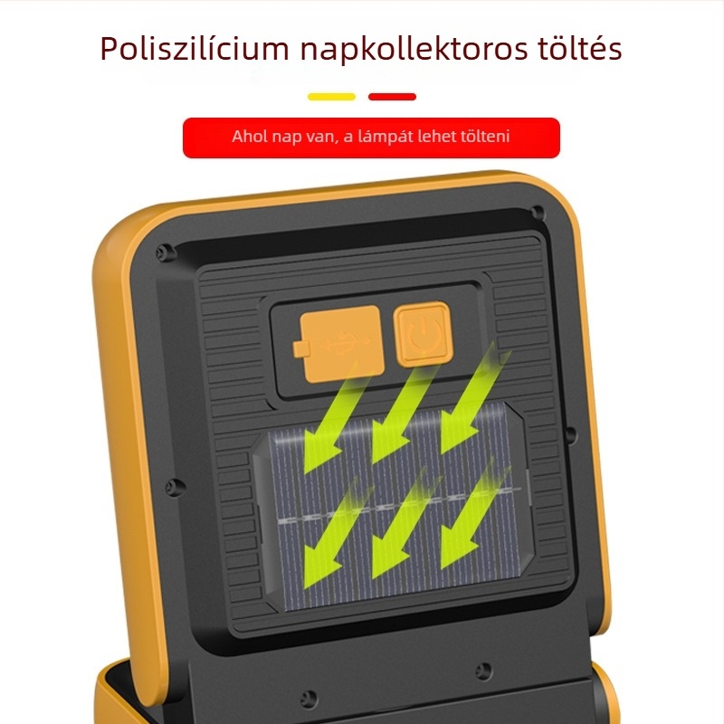 TANJE kemping lámpa LED fő világítással és COB-ral, 1200mAh akkumulátor, 10W, töltés, hatótáv >500m