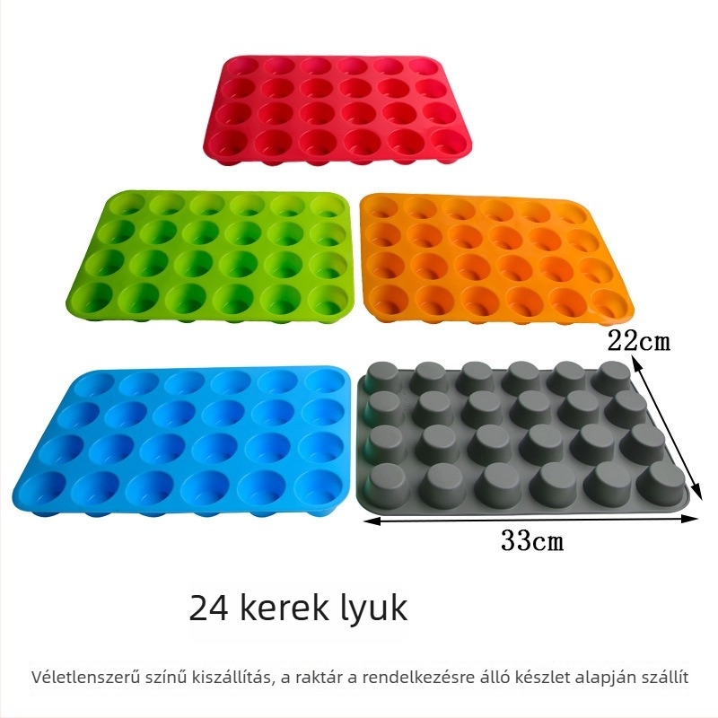 Szilikon 24‑üreges tortaforma, körkörös muffinformák, sütőedény zselés édességekhez és DIY desszertek