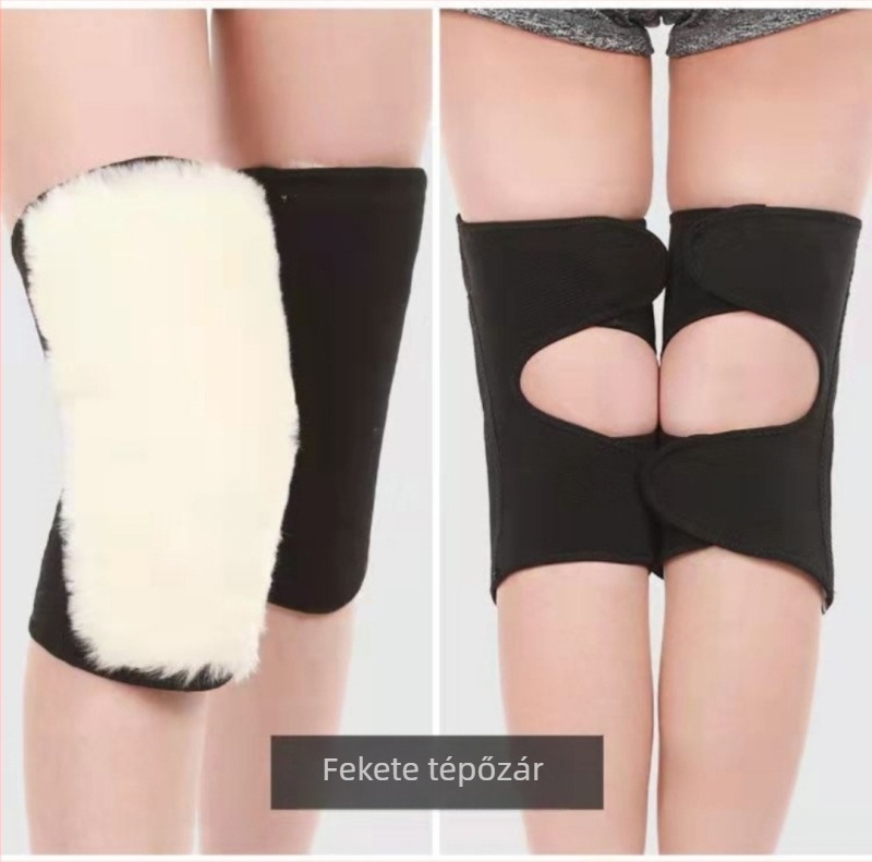 Téli szőrme béléses térdvédő Velcro-zárással – meleg támasz a térdnek és ízületeknek