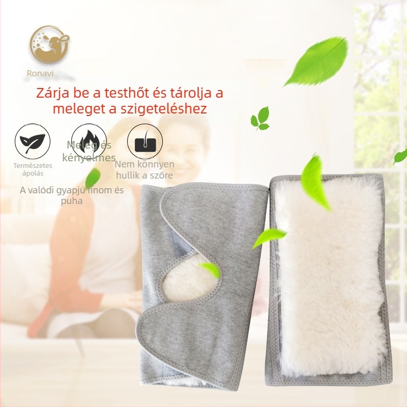 Téli szőrme béléses térdvédő Velcro-zárással – meleg támasz a térdnek és ízületeknek