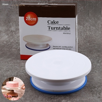 28 cm-es torta dekoráló forgóasztal, műanyagból – krémmel díszítésre, sütéshez