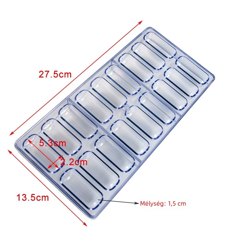NEOBAKE 18-bar csokoládé forma, műanyag ovális tabletta alakú forma, DIY zselé és puding készítéséhez