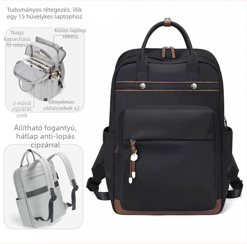 Unisex PU laptop hátizsák, 36–55L, vízálló, felső fogantyú