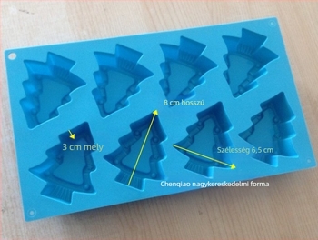 Szilikon sütemény- és szappanforma, karácsonyfa alakú, szabálytalan forma, 8 darabos készlet