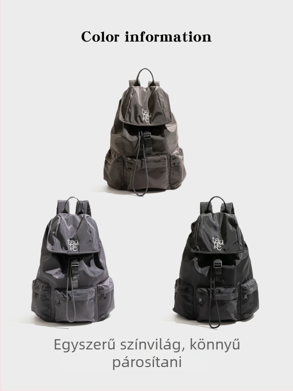 Nylon női hátizsák, vízlepergető, 20–35L kapacitás, városi minimalizmus stílus, kompatibilis a standard laptopokkal