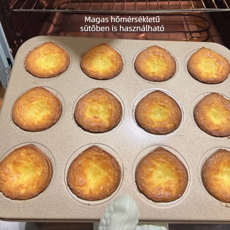 12 üreges, nem tapadó madeleine forma vajrízs süteményhez gesztenyével, téglalap alakú, szénacélból, arany színű