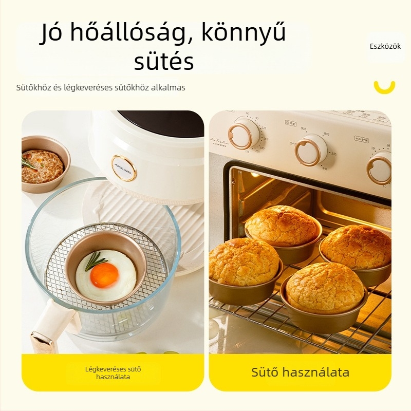 4 hüvelykes szénacél, tapadásmentes, kör alakú hamburger-forma, sajttorta és cheesecake készítéséhez, otthoni sütéshez