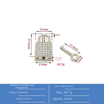 Táska zár - Cinkötvözet, Gyémánt-díszítés, Anti-tolvaj, Street-fashion poggyász-kiegészítő