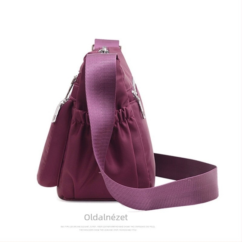Nylon keresztbody táska, városi egyszerű stílus, horizontális négyszögletes forma, cipzáras nyitás, poliészter bélés